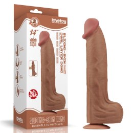 14'' King Sized Sliding Skin Dual Layer Dong Brown Lovetoy