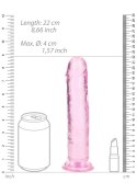 Żelowe różowe dildo z przyssawką waginalne i analne 22 cm RealRock