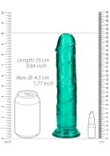 Żelowe zielone dildo z przyssawką waginalne i analne 25 cm RealRock