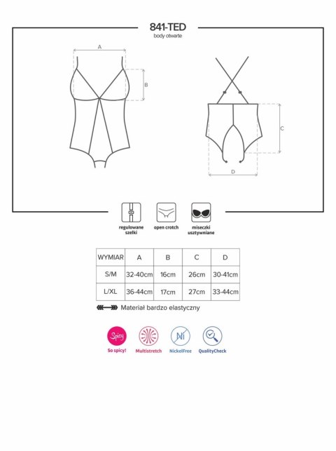 Wycięte w kroku body siateczkowe obsessive l/xl Obsessive Wycięte w kroku body siateczkowe obsessive l/xl Obsessive