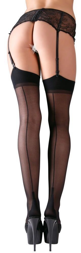 Pończochy do pasa czarne 8/4XL Cottelli LEGWEAR