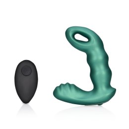 Beaded Vibrating Prostate Massager with Remote Control - Metallic Green Ouch!