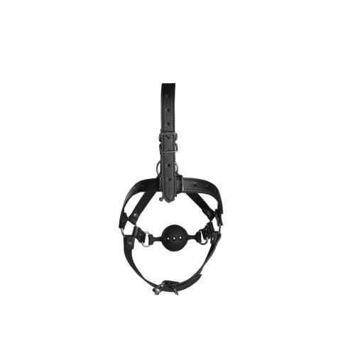 Head Harness with Breathable Ball Gag and Nose Hooks - Black Ouch! Head Harness with Breathable Ball Gag and Nose Hooks - Black Ouch!
