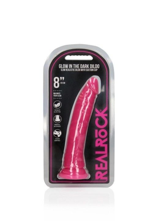 Slim Realistic Dildo with Suction Cup - Glow in the Dark - 8'' / 20 cm RealRock Slim Realistic Dildo with Suction Cup - Glow in the Dark - 8'' / 20 cm RealRock