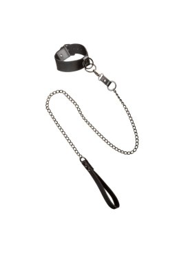 Collar With Chain Leash Black CalExotics