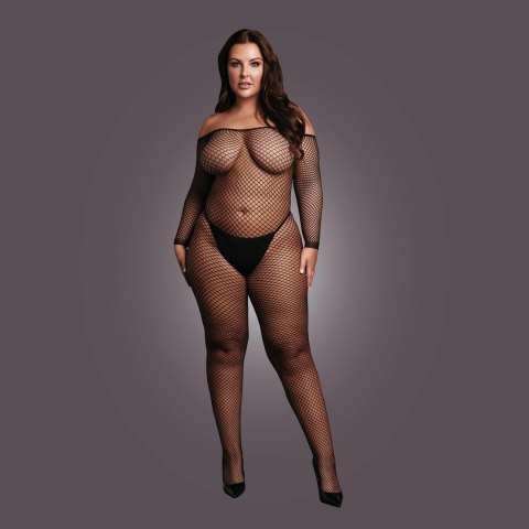 Bodystocking with off shoulder neckline, fishnet structure and open crotch. Le Désir Bodystocking with off shoulder neckline, fishnet structure and open crotch. Le Désir