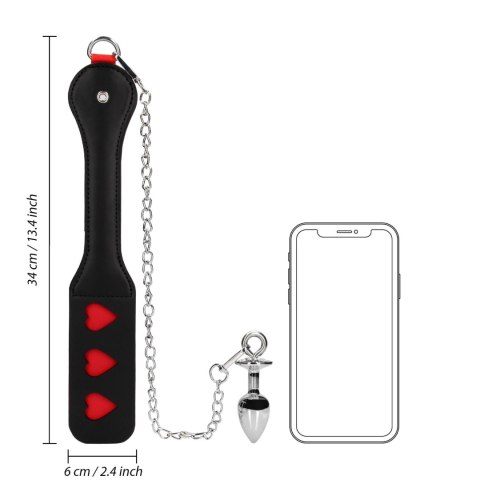 Hearts Paddle with Metal Anal Plug Ouch! Hearts Paddle with Metal Anal Plug Ouch!