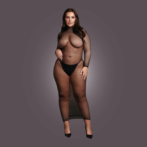 Long dress with fishnet structure and turtle neck. Le Désir Long dress with fishnet structure and turtle neck. Le Désir