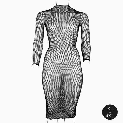 Long dress with fishnet structure and turtle neck. Le Désir Long dress with fishnet structure and turtle neck. Le Désir