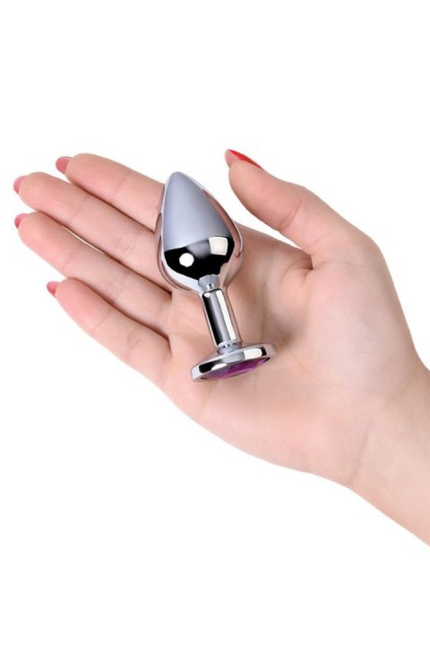 Silver anal plug TOYFA Metal,with a amethyst colored gem Metal by TOYFA