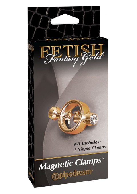 Stymulator-FF GOLD MAGNETIC NIPPLE CLAMPS Fetish Fantasy Gold