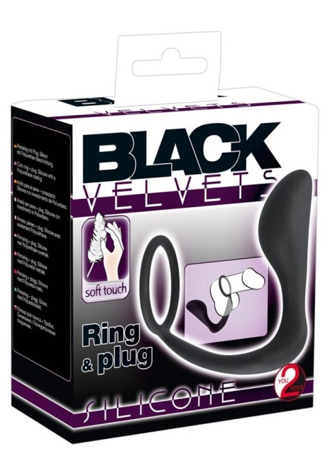 Korek analny zatyczka z pierścieniem na penisa 10cm Black Velvets Korek analny zatyczka z pierścieniem na penisa 10cm Black Velvets