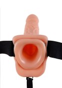 Proteza-HOLLOW STRAP-ON W BALLS 7"""" FLESH Fetish Fantasy