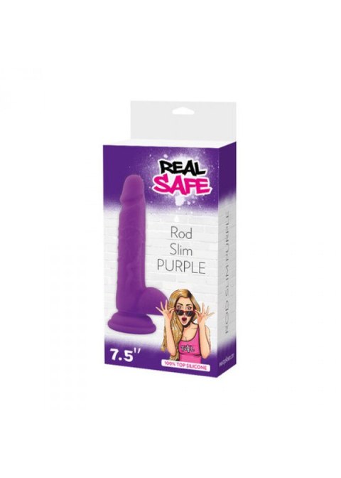 Dildo penis realistyczny sex jądra przyssawka 19cm fioletowy Real Safe Dildo penis realistyczny sex jądra przyssawka 19cm fioletowy Real Safe