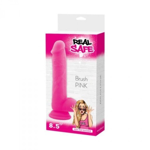 Dildo penis realistyczny sex jądra przyssawka 22cm różowy Real Safe Dildo penis realistyczny sex jądra przyssawka 22cm różowy Real Safe