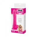 Długie duże dildo realistyczne przyssawka jądra 24cm różowe Real Safe