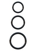 Pierścień-SILICONE 3-RING STAMINA SET BLACK