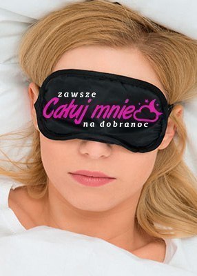 Opaska na oczy do spania sen napis CAŁUJ MNIE Grammi Opaska na oczy do spania sen napis CAŁUJ MNIE Grammi