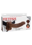 Proteza-HOLLOW STRAP-ON W BALLS 9"""" BROWN Fetish Fantasy